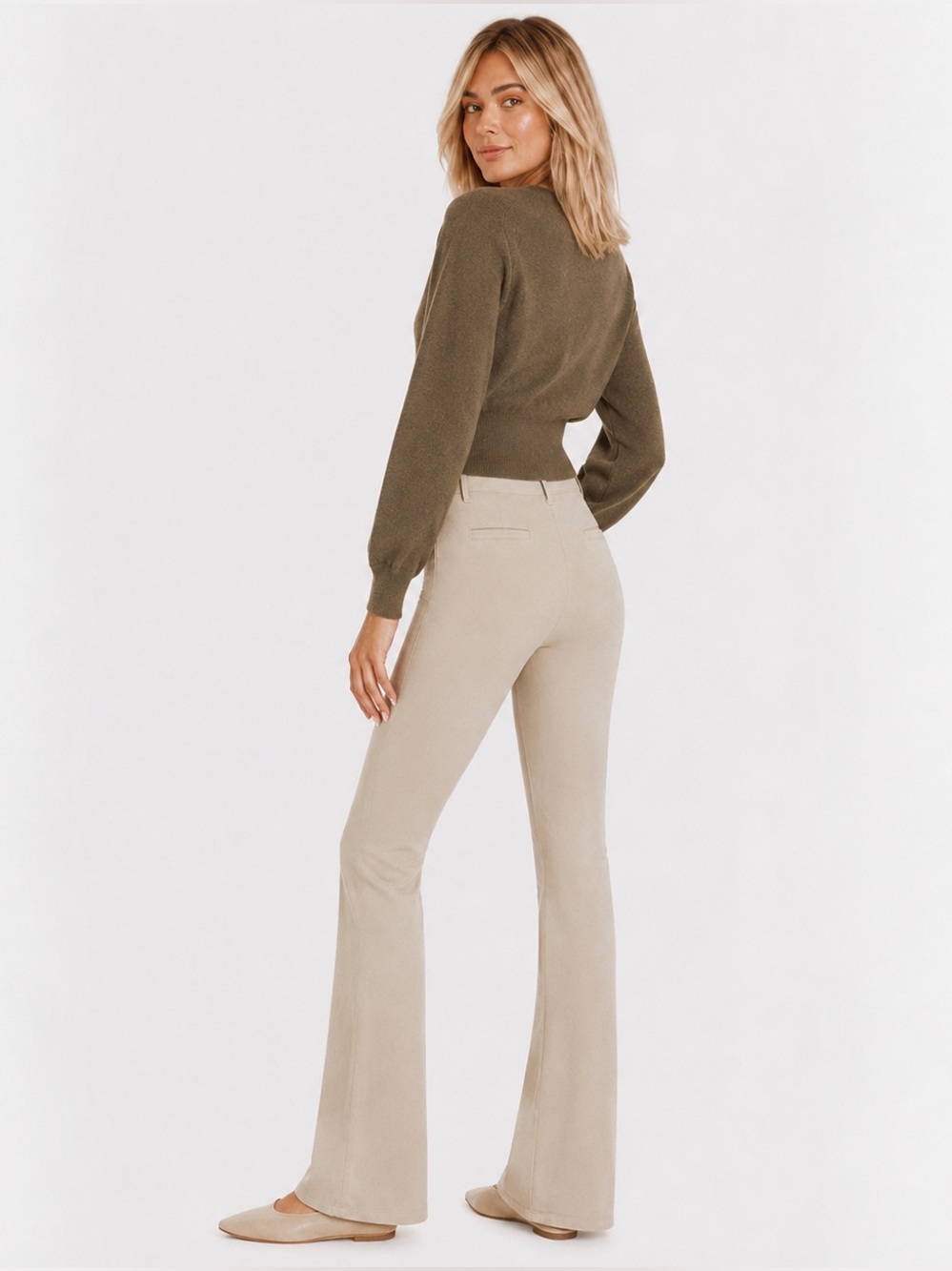 Stelle Dune Boot-Cut Dress Pants | XXS 30” Inseam | Beige Work Slacks - Picture 2 of 9